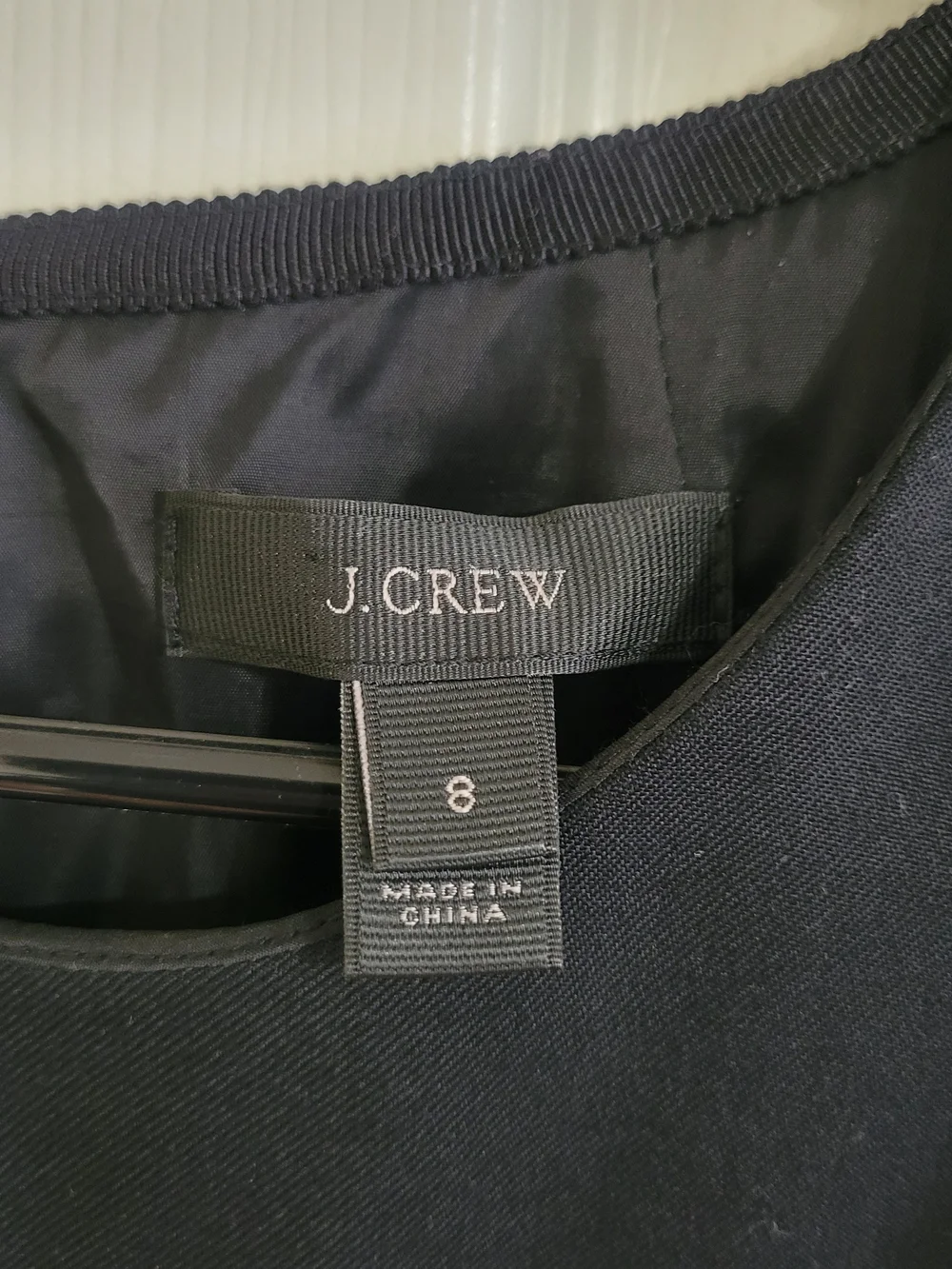 J. Crew 100% Wool Black Sleeveless Midi Dress with Ruffle Hem